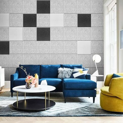 Soundproof Wall Panels, Kuchoow Acoustic Panels Sound Absorbing High Density, 12 Pack Tulips Shape Acoustic Panels Self-Adhesive, Sound Proof Panels for Walls 12" X 12" X 0.4" White in Kuwait