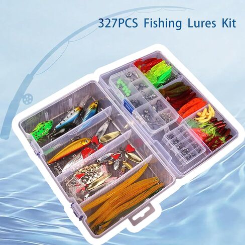 190 PCS Fishing Lures Tackle Bait Kit, Fishing Lures Tackle Box, Ice Fishing Gear Equipment Includes Soft Baits, Fishing Jigs, Night Rendering Fishing Hooks in Saudi Arabia