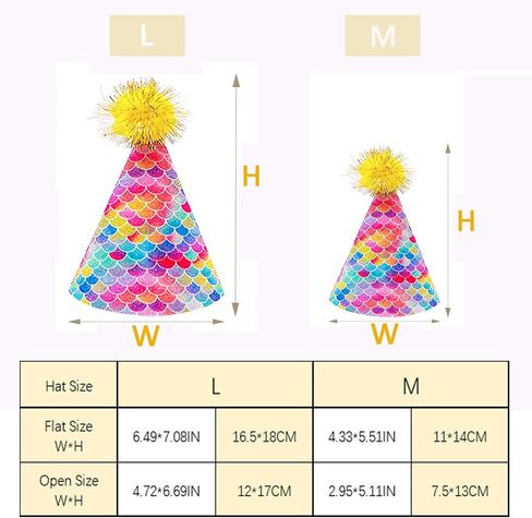 10 Pcs Large Cone Party Hats Adjustable Children Reusable Birthday Party Hats Supplies Glitter Decorations Pom-pom Party Hats for Kids Adults L in Saudi Arabia