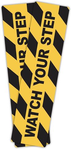 Made In The USA Watch Your Step Floor Decals Stickers 6 x 24 Inch Warning Sticker Adhesive Tape Anti Slip Abrasive Tape for Workplace Safety Wet Floor Caution, Pack of 5 in Saudi Arabia