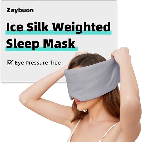 Weighted Sleep Mask, Ice Silk Eye Mask for Sleeping, Extra Forehead Weight & Eye Pressure-Free for Sleep Aid, Relaxation, Light Blocking for Sleeping, Traveling, Eye Cover for Women&Men(Gray) in Saudi Arabia