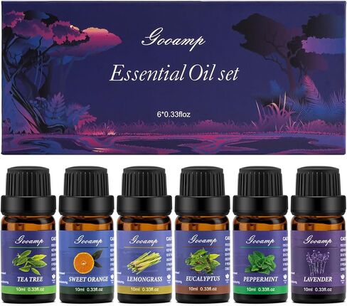 Essential Oils Set-Top 6 Organic Blends for Diffusers, Candle Making, Aromatherapy, Humidifiers, Gifts - Grape,Lemon,Mango,Bergamot,Plneapple,Peach(6X10ML) in Kuwait