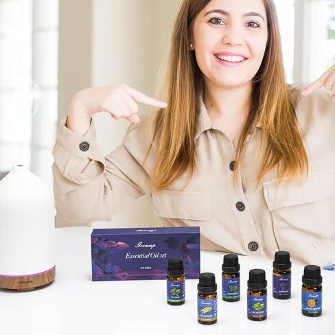 Essential Oils Set-Top 6 Organic Blends for Diffusers, Candle Making, Aromatherapy, Humidifiers, Gifts - Grape,Lemon,Mango,Bergamot,Plneapple,Peach(6X10ML) in Kuwait