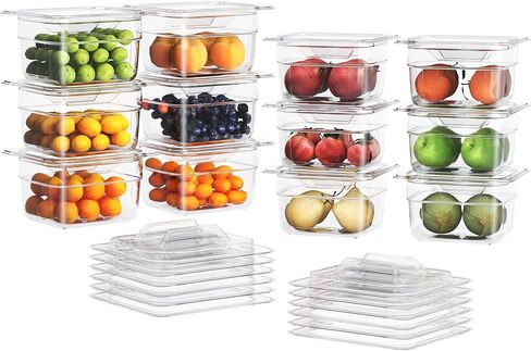 6 Pack Plastic Food Pan with Lid 1/9 Size 4 Inch Deep Restaurant Clear Food Storage Containers Polycarbonate Commercial Hotel Pans for Fruits Vegetables Beans Corns (6 PCS, 4'' Deep) in Saudi Arabia