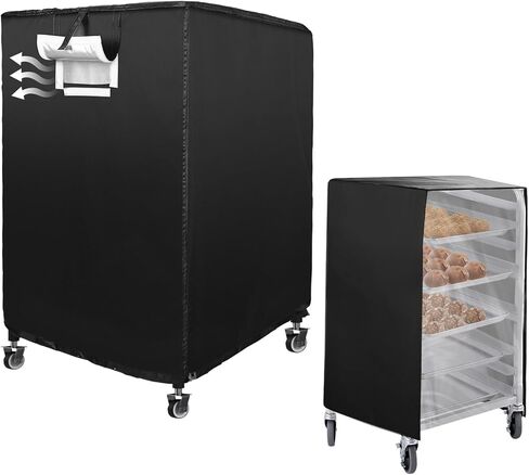 Commercial Bakery Racks Cover Bread Rack Cover with Zipper, 20tier Sheet Pan Rack/Bun Pan Rack Cover with Vents ，23"X28"X64" Bakery Single Rack Covers Waterproof and Dustproof，Black in Saudi Arabia