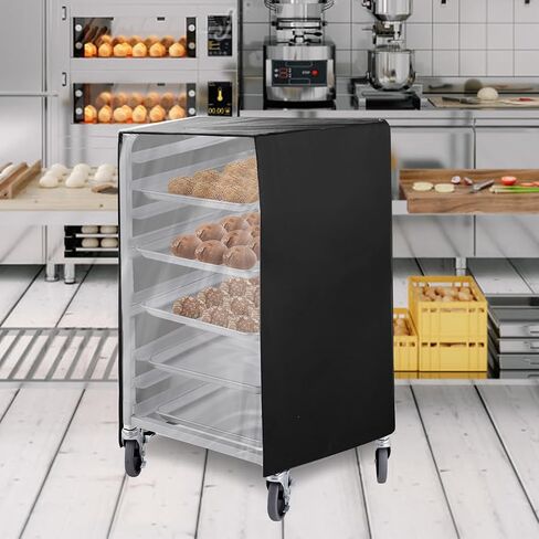 Commercial Bakery Racks Cover Bread Rack Cover with Zipper, 20tier Sheet Pan Rack/Bun Pan Rack Cover with Vents ，23"X28"X64" Bakery Single Rack Covers Waterproof and Dustproof，Black in Saudi Arabia