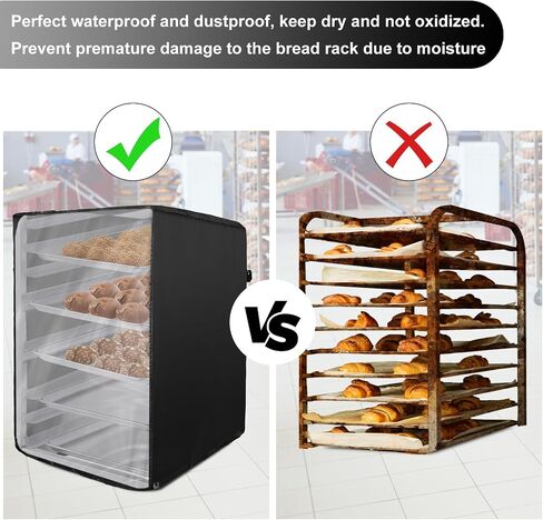 Commercial Bakery Racks Cover Bread Rack Cover with Zipper, 20tier Sheet Pan Rack/Bun Pan Rack Cover with Vents ，23"X28"X64" Bakery Single Rack Covers Waterproof and Dustproof，Black in Saudi Arabia