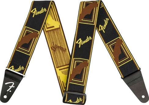 Fender WeighLess Monogrammed Guitar Strap, 2in, Black/Yellow/Brown in Saudi Arabia
