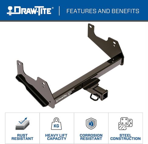 Draw-Tite 76432 Class 4 Trailer Hitch، جهاز استقبال 2 بوصة، أسود، متوافق مع 2011-2022 دودج دورانجو، 2011-2021 جيب جراند شيروكي، 2022-2022 جيب جراند شيروكي WK in Kuwait