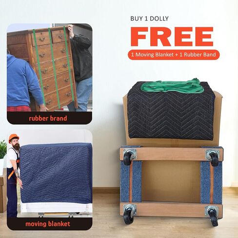 Furniture Moving Hardwood Dolly Heavy Duty, No Installation Dolly 30" X 18" Swivel Casters Mover Wooden Dollies Bearing 1000lbs Capacity, Free 1 Blanket 1 Packing Tape and 1 Dispenser in Saudi Arabia