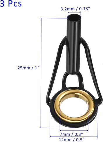 3 Pack Fishing Rod Tips Repair Kit - Stainless Steel Ring Guide Replacement, Corrosion-Resistant, Apply to Fishing Rod (10mm Tube Dia, Black) in Saudi Arabia