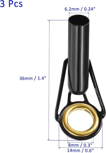 3 Pack Fishing Rod Tips Repair Kit - Stainless Steel Ring Guide Replacement, Corrosion-Resistant, Apply to Fishing Rod (10mm Tube Dia, Black) in Saudi Arabia