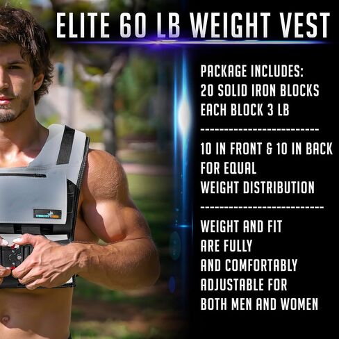 Weighted Vest 6lb, 10lb, 12lb, 25lb, 35lb, 45lb, 60lb Removable Iron Weights for Men and Women Workout for Calisthenics and Fitness Sport Training in Saudi Arabia