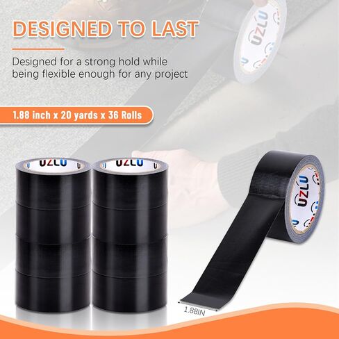 Duct Tape Bulk, Black Duct Tape Heavy Duty, 24 Rolls x 20 Yard x 1.88 Inch Per Roll, Flexible, No Residue, All-Weather and Tear by Hand, Bulk Value for Indoor & Outdoor Repairs, Industrial Use in Saudi Arabia