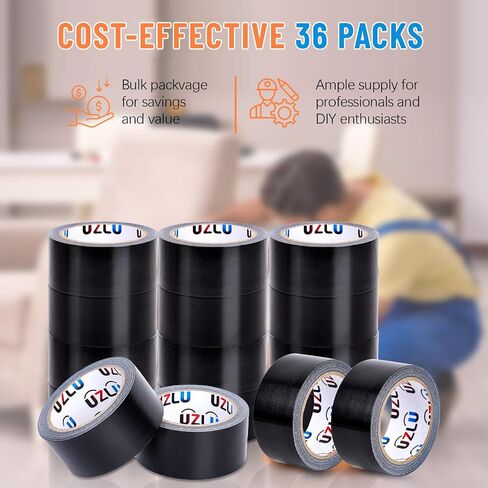 Duct Tape Bulk, Black Duct Tape Heavy Duty, 24 Rolls x 20 Yard x 1.88 Inch Per Roll, Flexible, No Residue, All-Weather and Tear by Hand, Bulk Value for Indoor & Outdoor Repairs, Industrial Use in Saudi Arabia