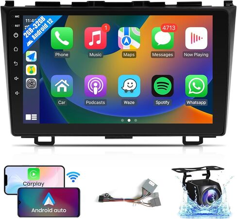 راديو ستيريو للسيارة من Leadfan Android لسيارة Honda CRV 2002 2003 2004 2005 2006 مع Carplay اللاسلكي Android Auto 9 بوصة شاشة تعمل باللمس داخل لوحة القيادة بلوتوث واي فاي GPS وحدة ملاحة مرآة رابط SWC كاميرا احتياطية in Kuwait