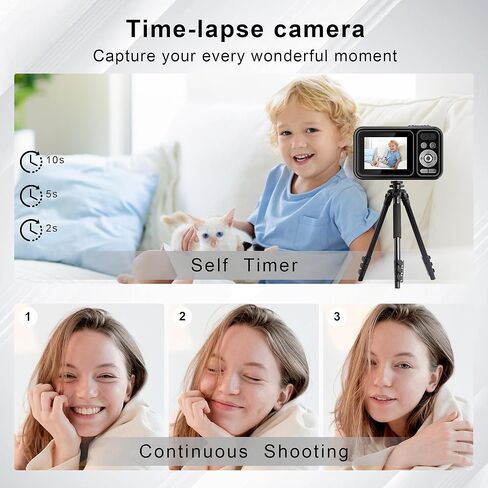Digital Camera, Autofocus 48MP Point and Shoot Digital Cameras, FHD 1080P Kids Camera with 32GB Card, 16X Zoom Anti-Shake Vlogging Camera, Compact Small Camera for Boys Girls Kids in Kuwait