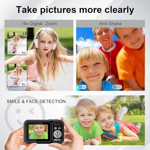 Digital Camera, Autofocus 48MP Point and Shoot Digital Cameras, FHD 1080P Kids Camera with 32GB Card, 16X Zoom Anti-Shake Vlogging Camera, Compact Small Camera for Boys Girls Kids in Kuwait