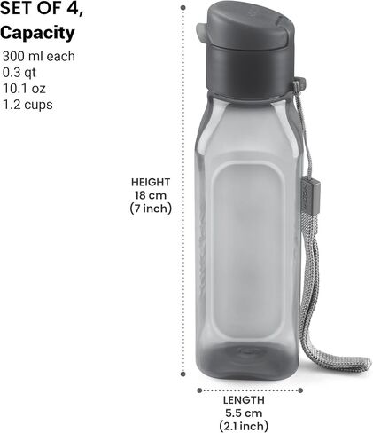 Bulk Water Bottles Set of 16 –10oz Multicolor Water Bottles for Kids and Adults – Leak Proof Water Bottles with Carry Strap – Square Reusable Water Bottles for Juice, Drinks – BPA-Free Dishwasher-Safe in Saudi Arabia