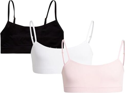 Nicole Miller Girls' Training Bra - 3 Pack/6 Pack Seamless Long Line Cami Bralette - Breathable Sports Bra for Girls (S-XL), Size Large, White/Medium Grey Heather/White- 3pk in Saudi Arabia
