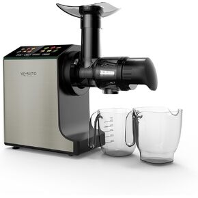 Masticating Juicer Machines, Cold Press Juicer, Easy to Clean with Brush, Touch Screen Stainless Juicer Machines for Vegetable & Fruit, Juice Maker with Quiet Motor & 2 Speed Modes, SILVER