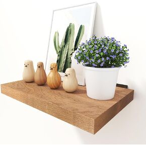 10 Inch Deep Floating Shelves for Wall, Irregular Natural Live Edge Floating Shelves, Solid Poplar Wood Floating Shelves, Rustic Floating Shelves for Farmhouse, Living Room, Kitchen & Bedroom