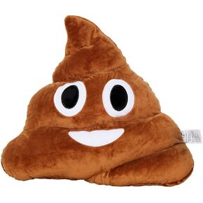 EvZ Emoji Poo Face Emoticon Cushion Stuffed Plush Soft Pillow, Official Certified, 35cm Brown