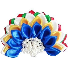 Order of The Eastern Star OES Satin Flower Brooch Pin for Women (Colorful 4.5 Brooch)
