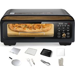 Upgrade Electric Pizza Oven with 800°F Make Pizza in Minutes, 12" Portable Countertop Versatile Pizza Oven for Indoor & Outdoor, Classic Black Stove is Suitable for Home and Commercial