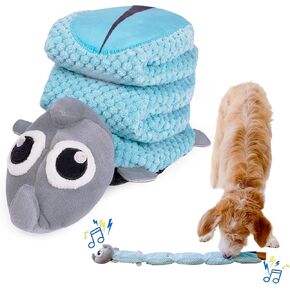 Squeaky Dog Stuffed Animals Chew Toy, Crinkle Paper Tug of War Rope Plush Dog Toy, Soft Tough Squeaker Dog Entertainment Toys for Home Alone, Fun Boredom Busters for Dogs - Dragon