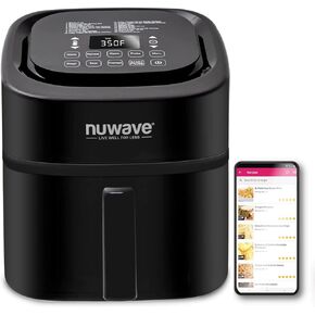 Nuwave Brio 15.5Qt 10-IN-1 Air Fryer Rotisserie Oven, XL Family Size, Even & Crisp AirFry, Reheat, Roast, Dehydrate for Quick Meals, 50°-425°F Control, 100 Presets & 50 Memory, Dishwasher-Safe, 1800W