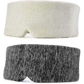 2 Pack Cooling Eye Mask for Sleeping, Innovative Cooling Fabric Sleep Mask, Adjustable Large Size Eye Cover, No Gel, No Eye Cups, Cool Sleeping Masks for Insomnia (Black Grey & Khaki)