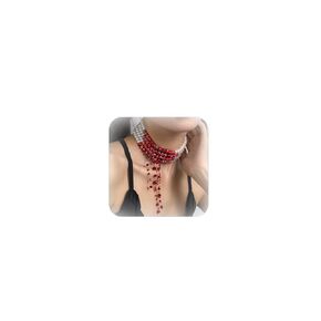 Bloood Necklace Bloody Pearl Necklace Vampire Necklace for Women Dripping Blood Pearl Necklace for Girls Party Costume (Dainty)
