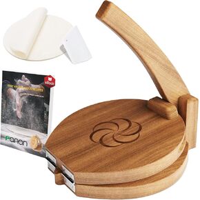 panan Wooden Tortilla Press Mexican Tortillera Presser Made from Natural Food-Grade Bamboo Wood Pataconera with Recipes eBook (Square 6")