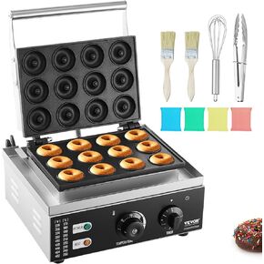 VEVOR Electric Donut Maker, 2000W Commercial Doughnut Machine with Non-stick Surface, 9 Holes Double-Sided Heating Waffle Machine Makes 9 Doughnuts, Temperature 122-572℉, for Restaurant and Home Use in Kuwait