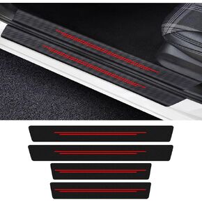 Car Door Sill Protectors, 9 Pieces Door Sill Protectors, Anti-Scratch and Anti-Bump, Carbon Fiber Leather Front/Rear Door Sill Stickers, Decorative Door Protectors, Car Interior Accessories
