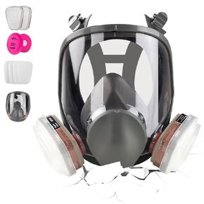 Full Face Respirator 4 Pack: 6800 Reusable Respirator Mask with Filters 60921 & 2097 - Gas Mask Anti Fog Against Organic Vapor Fumes Gases for Spray Paint Chemicals Epoxy Resin Welding