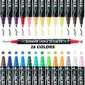 أقلام طلاء أكريليك ذات 12 لونًا، أقلام طلاء أكريليك للخشب والقماش والحجر والرسم الصخري والزجاج والأسطح الخزفية، والحرف اليدوية التي تصنعها بنفسك لوازم فنية مجموعة طلاء الأكريليك in Kuwait