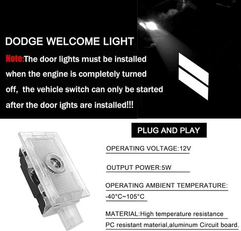 2 قطعة شعار أضواء الباب لملحقات دودج تشارجر LED شبح الظل ترحيب البركة مصابيح الإسقاط لشاحن دودج الملحقات الداخلية (شريط أزرق مزدوج) in Kuwait
