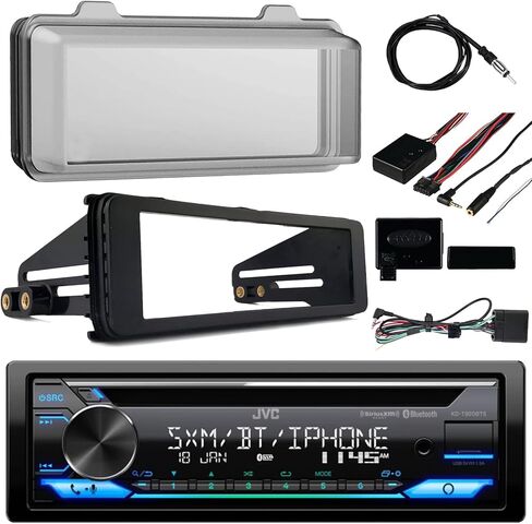 Single DIN AM/FM USB AUX Bluetooth Digital Media Receiver W/Cover - Bundle with Install Dash Kit + Handle Bar Control + Wired Antenna for 98 2013 Touring FLHT FLHX FLHTC Motorcycle Bike in Saudi Arabia