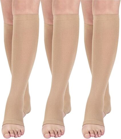 Open toe toeless Compression Socks 3 Pairs 15-20 mmHg Support Pregnancy，Running，Sports,Flight Travel in Saudi Arabia