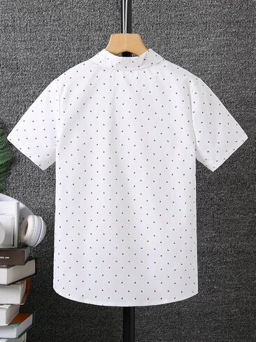 SweatyRocks Boy's Shirts Printed Button Down Collared Short Sleeve Casual Summer Tops in Saudi Arabia