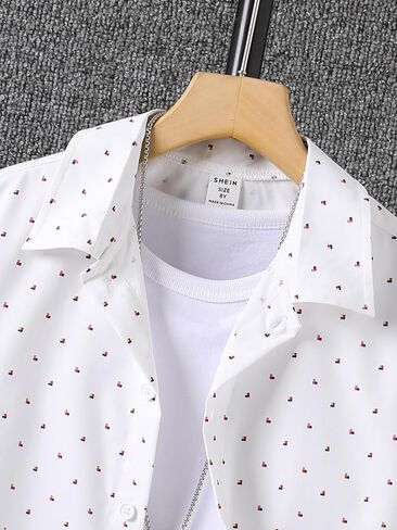 SweatyRocks Boy's Shirts Printed Button Down Collared Short Sleeve Casual Summer Tops in Saudi Arabia