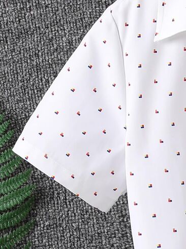 SweatyRocks Boy's Shirts Printed Button Down Collared Short Sleeve Casual Summer Tops in Saudi Arabia