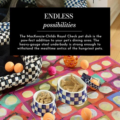 MacKenzie-Childs Courtly Check Pet Bowl, Cute Cat and Dog Bowl, Small in Saudi Arabia