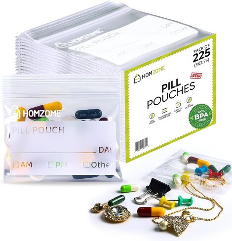 Pill Bags 6 mil - Pack of 400 - BPA Free 3x2.75 inches Reusable Pill Pouches for Medicine with Write on Label Clear Small ziplock Bags for Pills, Jewelry and Travel Pill Organizer in Saudi Arabia