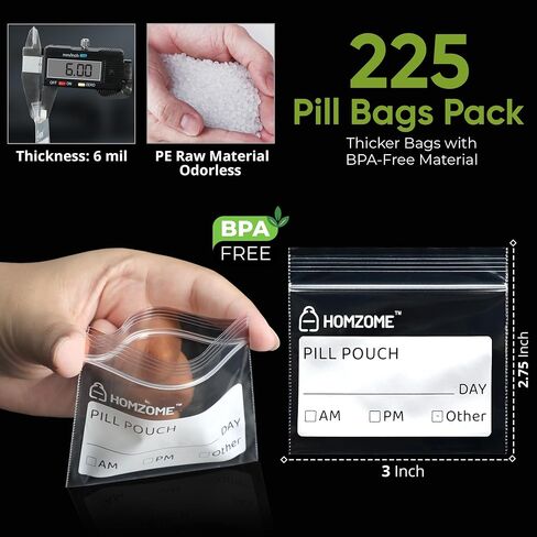 Pill Bags 6 mil - Pack of 400 - BPA Free 3x2.75 inches Reusable Pill Pouches for Medicine with Write on Label Clear Small ziplock Bags for Pills, Jewelry and Travel Pill Organizer in Saudi Arabia