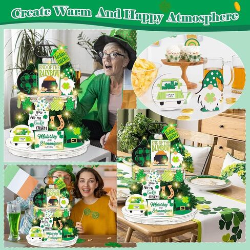 Thrilez 21 Pcs Easter Tiered Tray Decorations Set, Bunny Eggs Happy Easter Wood Signs Bead Garland Spring Decorations for Home, Farmhouse in Saudi Arabia