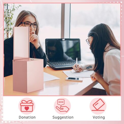 Metal Donation Box with Lock 6.7 x 5 x 8 Inch Safe Suggestion Box with Sign Holder Ballot Box with Slot and Lock Tip Jar Voting Box Collection Box Raffle Box for Voting Fundraising Collection in Saudi Arabia