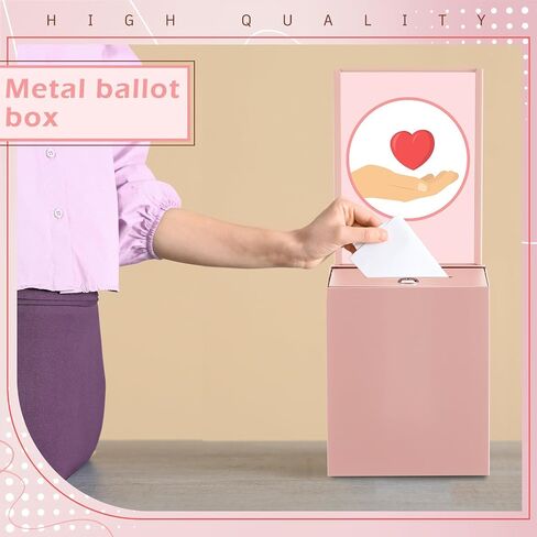 Metal Donation Box with Lock 6.7 x 5 x 8 Inch Safe Suggestion Box with Sign Holder Ballot Box with Slot and Lock Tip Jar Voting Box Collection Box Raffle Box for Voting Fundraising Collection in Saudi Arabia